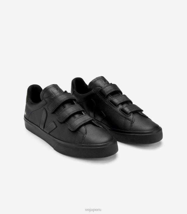 zapatos H28JT111 hombres Veja Recife cuero sin cromo negro completo